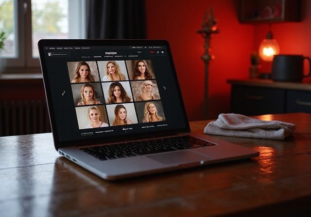 Een laptop toont de homepage van de website 'Redlights NL'. advertenties voor Prive Sexcontact en thuisontvangst