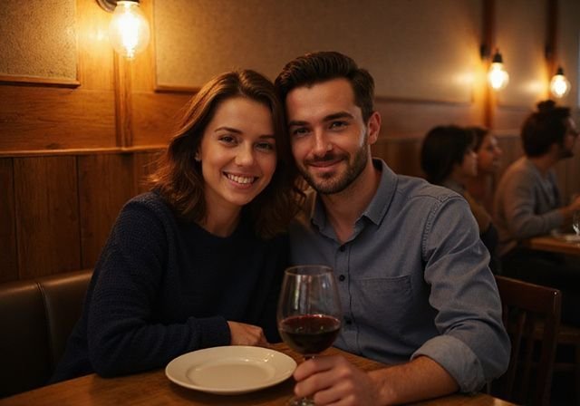 Een man en een vrouw genieten van een intieme maaltijd samen