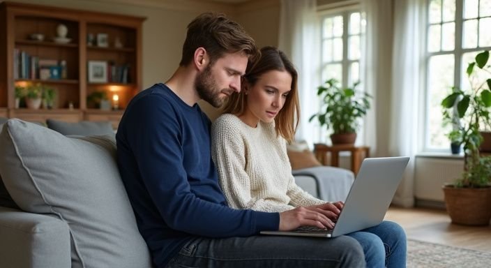 Een man en vrouw delen een moment van concentratie op de bank en zoeken naar erotisch contact Gelderland
