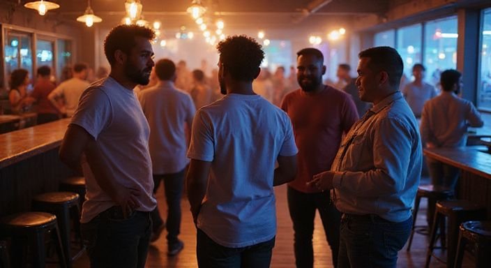 Groep volwassenen geniet van een gezellige avond in een club. Groep volwassenen geniet van een gezellige avond in een club.