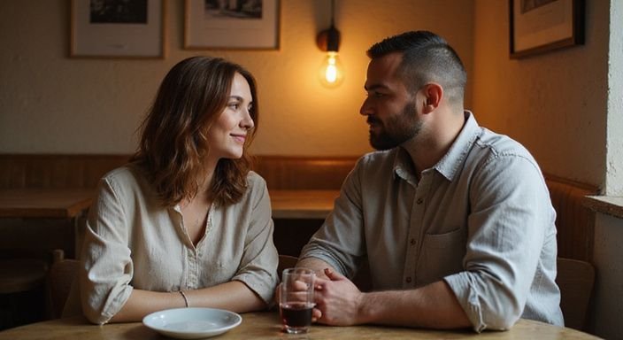 Een man en vrouw delen een intieme momenten aan een tafel. Een man en vrouw delen een intieme momenten tijdens erotisch contact in Noord-Holland aan een tafel.