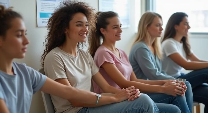 Jonge volwassenen ontvangen vaccinaties tegen seksueel overdraagbare infecties in een dokterspraktijk