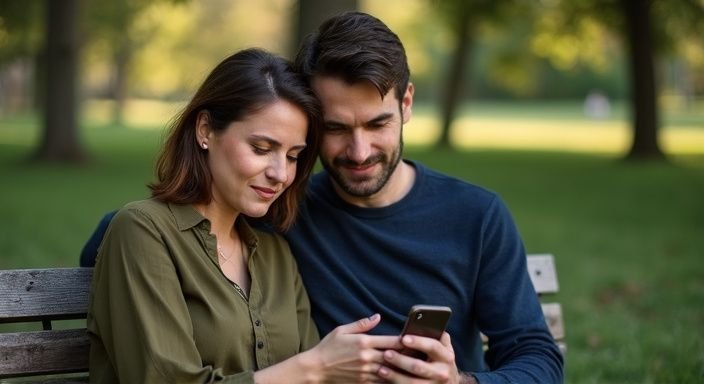 Een man en vrouw zitten dicht op een bank in het park. Een man en vrouw zitten dicht op een bank in het park en zijn op zoek naar een gratis sexdate.