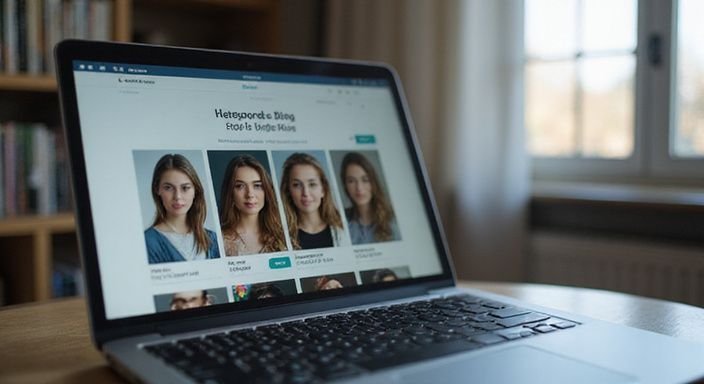 Laptop scherm met een datingwebsite en diverse profielafbeeldingen. Laptop scherm met een datingwebsite en diverse profielafbeeldingen voor een sexdate in Amsterdam.