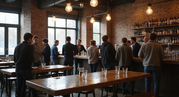 Een gezellige bar in Vlaams-Brabant met ontspannen gesprekken en vrienden. Een gezellige bar in Vlaams-Brabant met ontspannen gesprekken en vrienden.