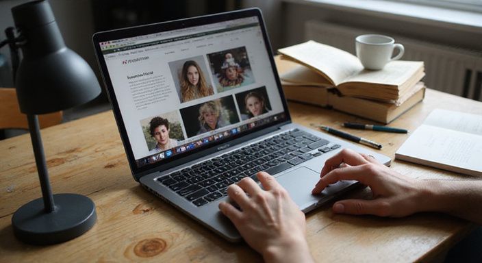 Een rommelige bureau met een laptop en boeken over relaties. Een rommelige bureau met een laptop en boeken over relaties.