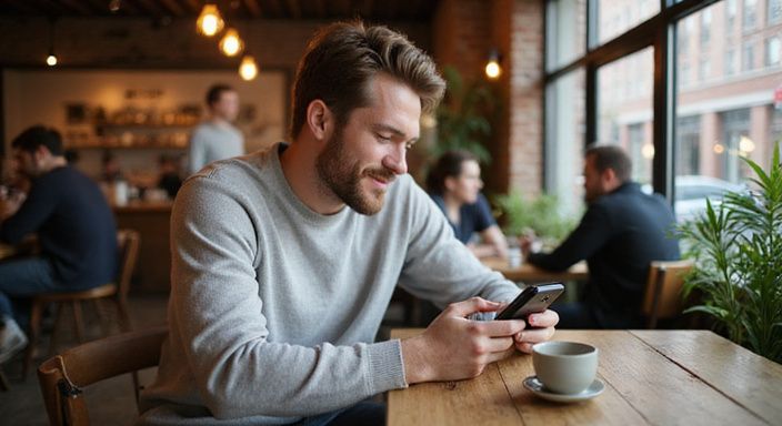 Een man geniet van een rustige middag in een café.
