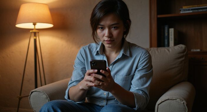 Een persoon leest aandachtig een waarschuwing op hun smartphone.