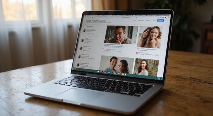 Een laptop toont een website voor een swingercommunity en lokale evenementen.