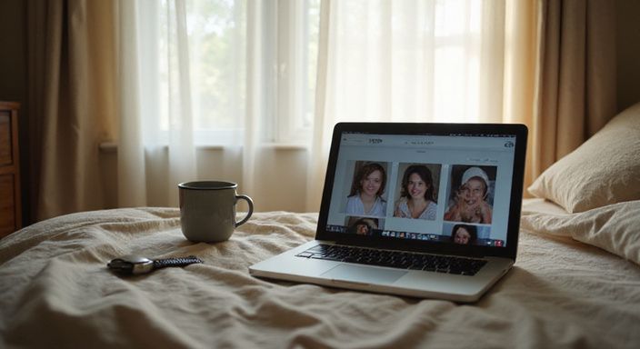Een bescheiden slaapkamer met een laptop en persoonlijke spullen.