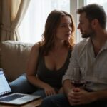 Een stel bekijkt samen een kalender van swingersclubs op hun laptop