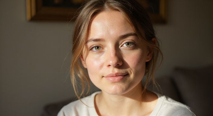 Een ontspannen portret van iemand met natuurlijke huidtextuur en casual kledij. Een ontspannen portret van iemand met natuurlijke huidtextuur en casual kledij.