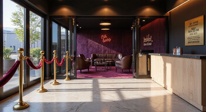 Elegante VIP-lounge met luxe inrichting en attente sfeer voor gasten.