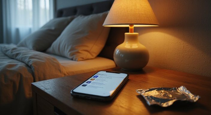 Een smartphone op een nachtkastje met een datingapp voor sexcontact Duitsland