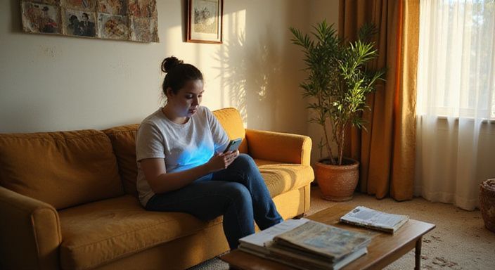 Een vrouw in contemplatie op een versleten bank, omringd door chaos. Een vrouw in contemplatie op een versleten bank, omringd door chaos.